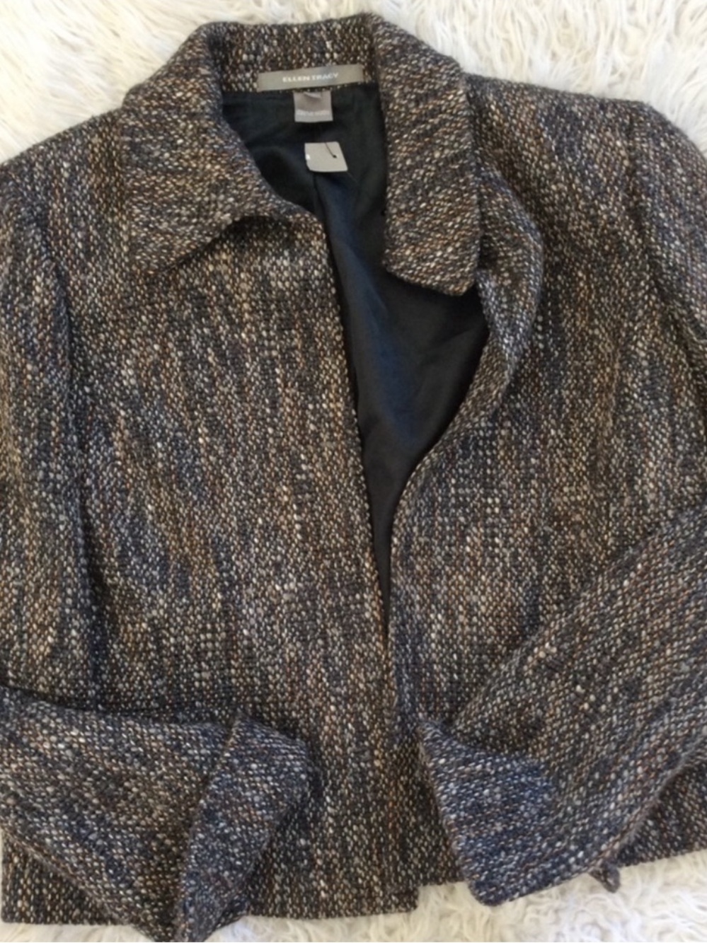 NWT Ellen Tracy Tweed Open Front Blazer
